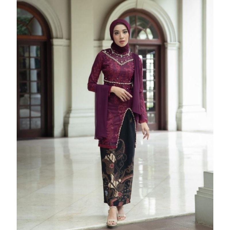 SET COUPLE NAYYA MAROON -  KEBAYA TERBARU KEBAYA WISUDA KEBAYA LAMARAN KEBAYA TUNANGAN