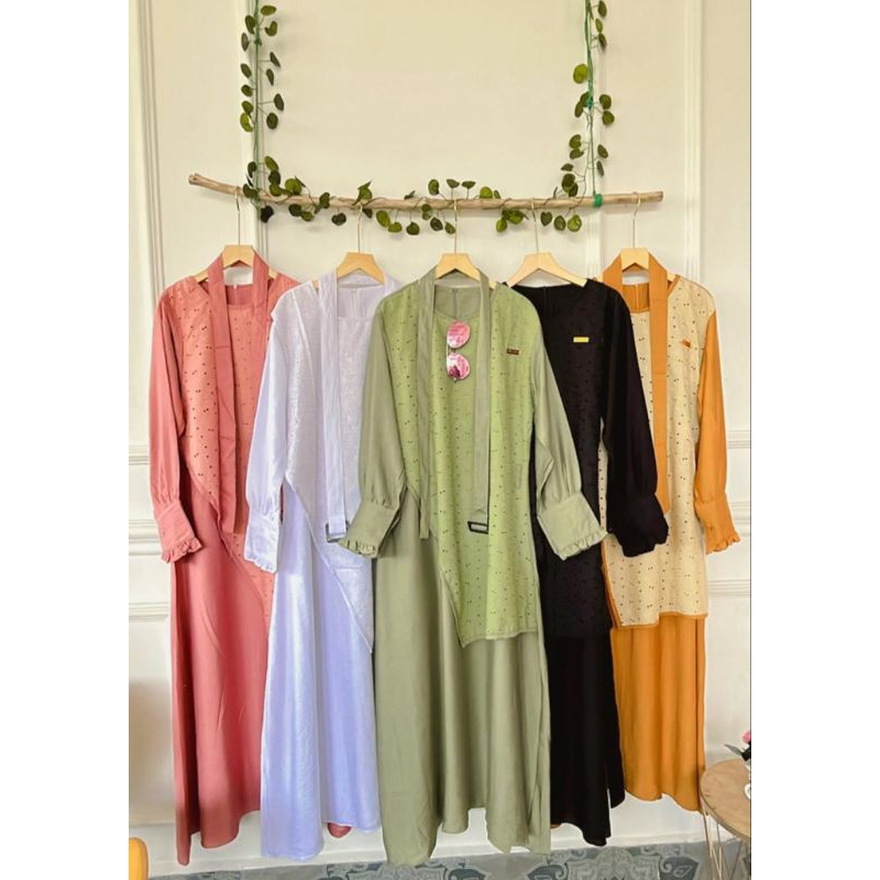 gamis premium dress polo linen mix brokat premium