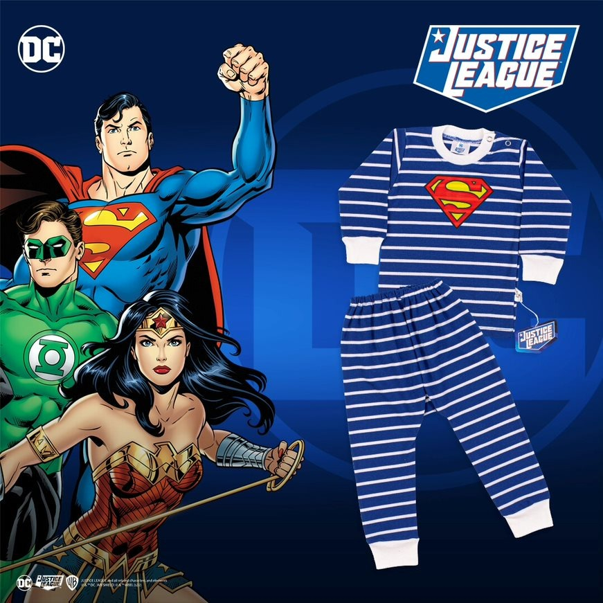 Set Oblong Panjang + Celana Panjang Bassic Justice League Size S M L XL