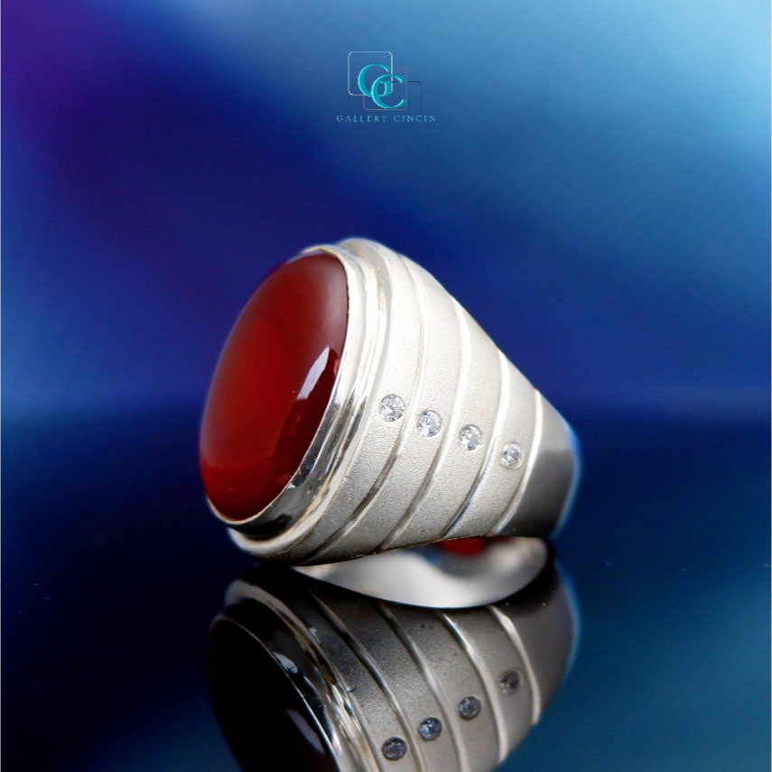 Cincin ikat batu akik permata perak pria 143
