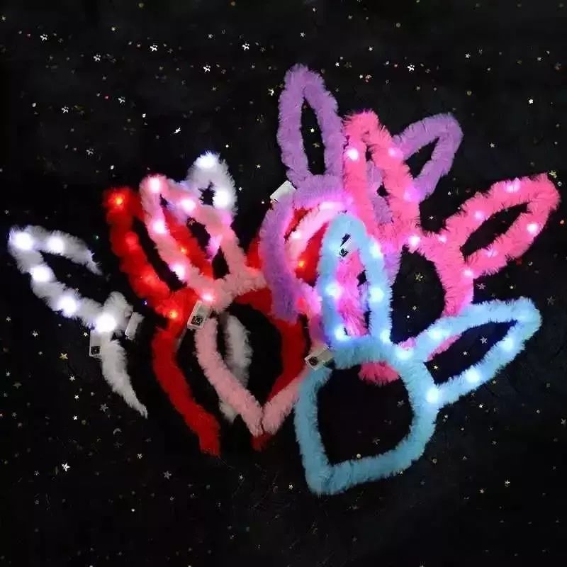 Bando Kuping Kelinci LED Bandana Telinga Kelinci Lampu LED Bando Telinga