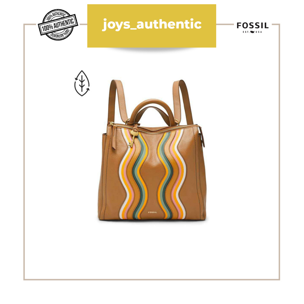 Tas wanita fossil Parker small backpack multi coklat brown woman bag authentic original