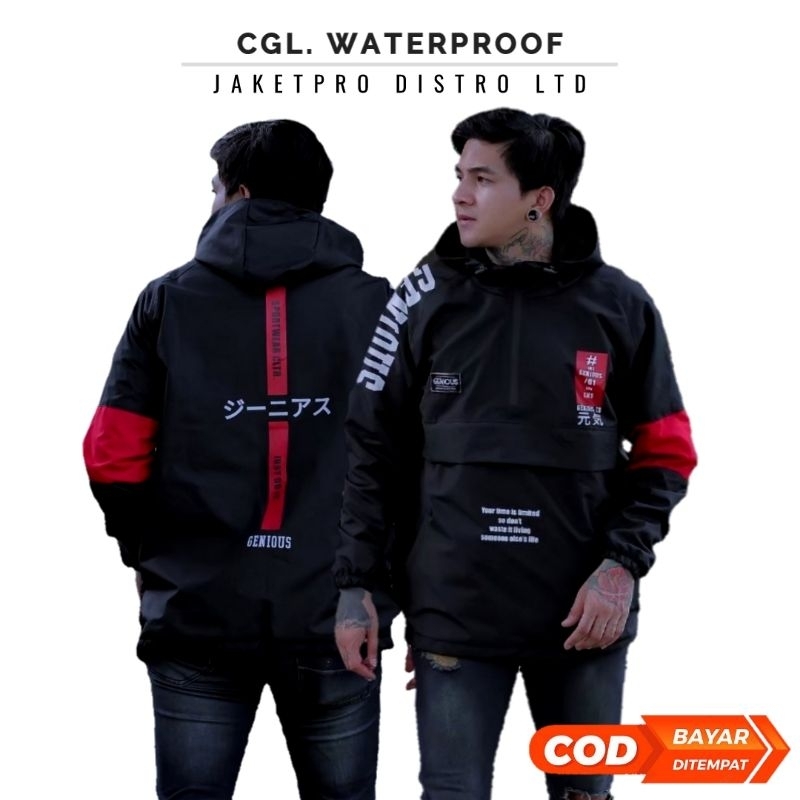 Jaket Cagoule Waterproof Pria Distro GNS / Jaket Parasut Tebal Anti Air Original Genious