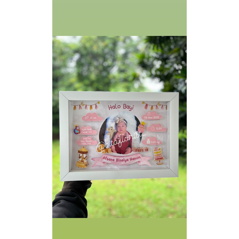 Frame 3D Custom Pink | Frame Baby Girl | Frame A4/12R | Frame Gift