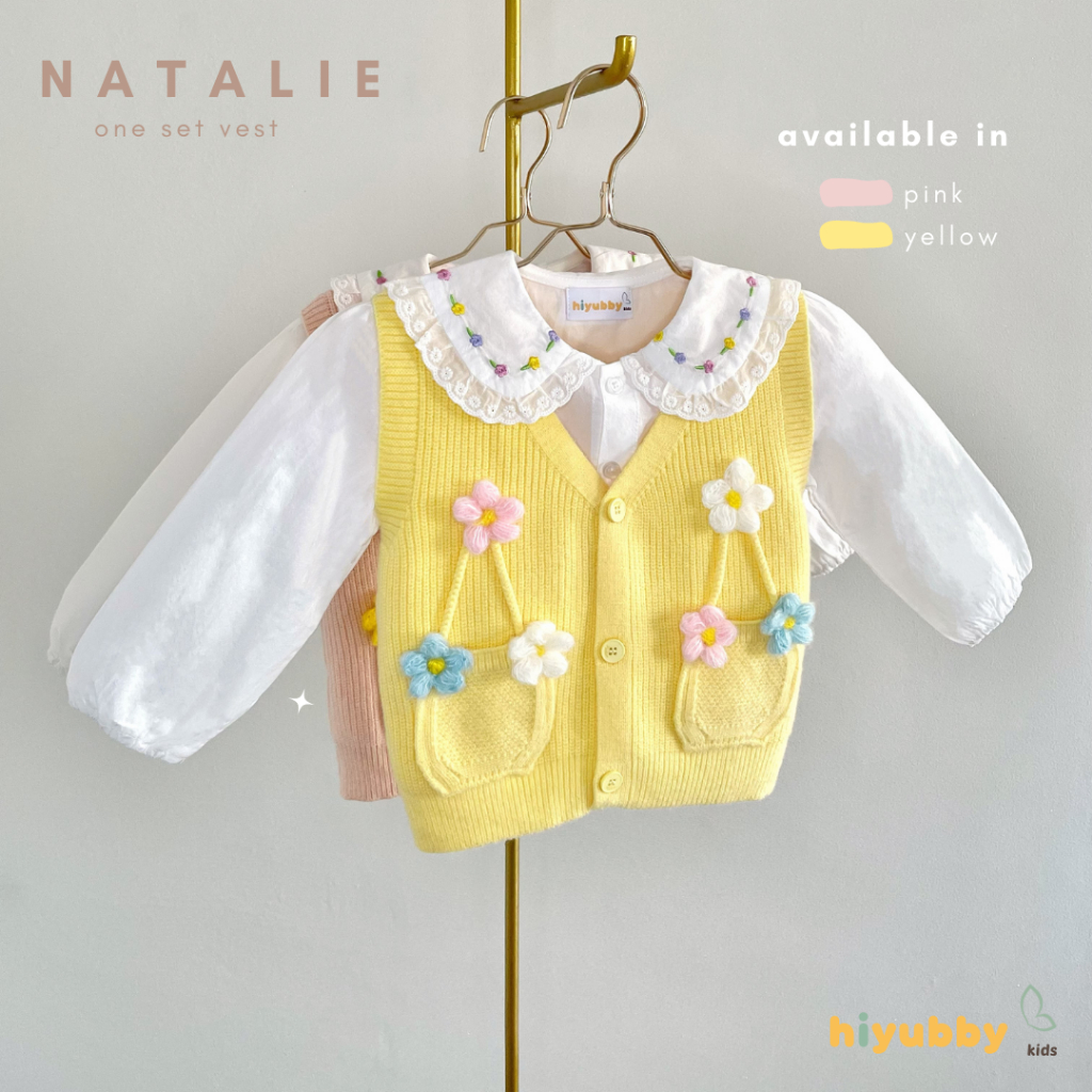 HIYUBBY KIDS - NATALIE - set rompi anak perempuan / vest anak perempuan / vest rajut anak / baju rom