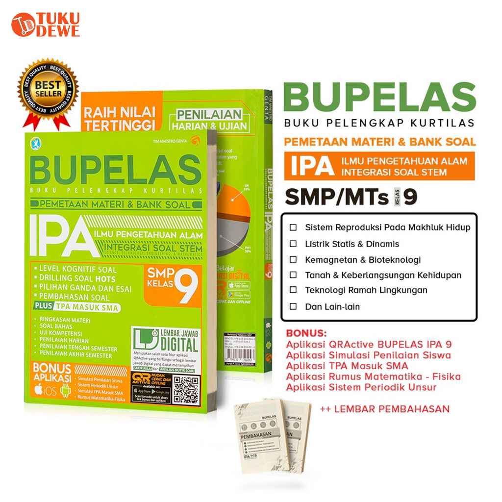 BUKU PELAJARAN SMP BUPELAS PEMETAAN MATERI & BANK SOAL IPA SMP KELAS 9