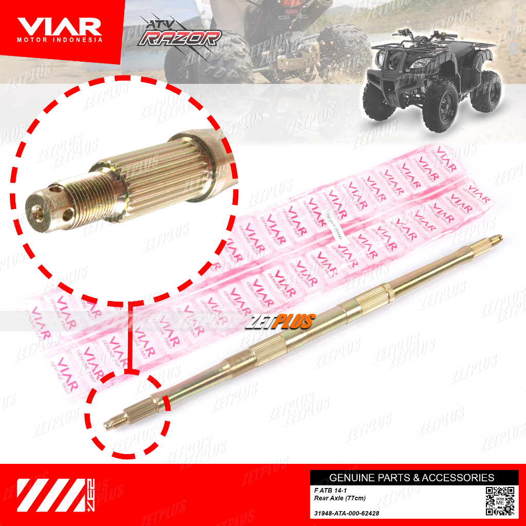 AS RODA BELAKANG ATV RAZOR 150 UT /rear axle 77cm original Viar/gokart-buggy-modif custom Universal-