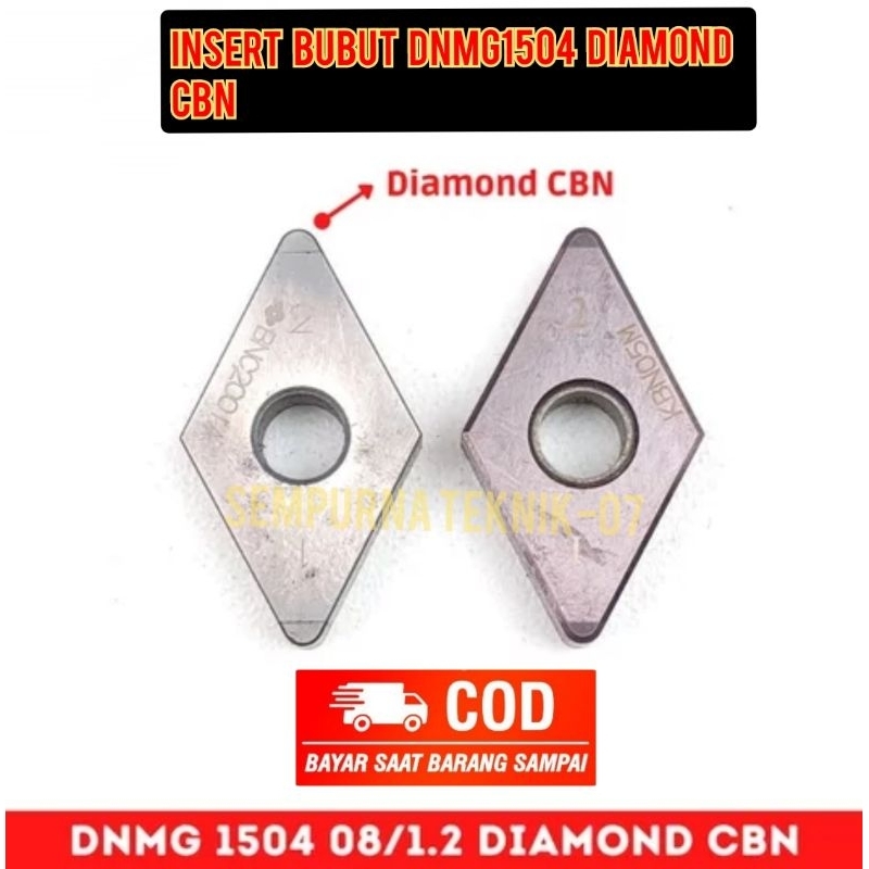insert bubut. pahat bubut. mata bubut untuk material keras. baja. harden. DNMG1504 diamond CBN
