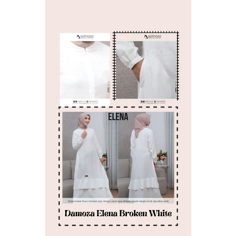 GAMIS DAMOZA ELENA / DAMOZA ELENA BROKEN WHITE / GAMIS DAMOZA TERBARU / GAMIS KONDANGAN / GAMIS PUTI