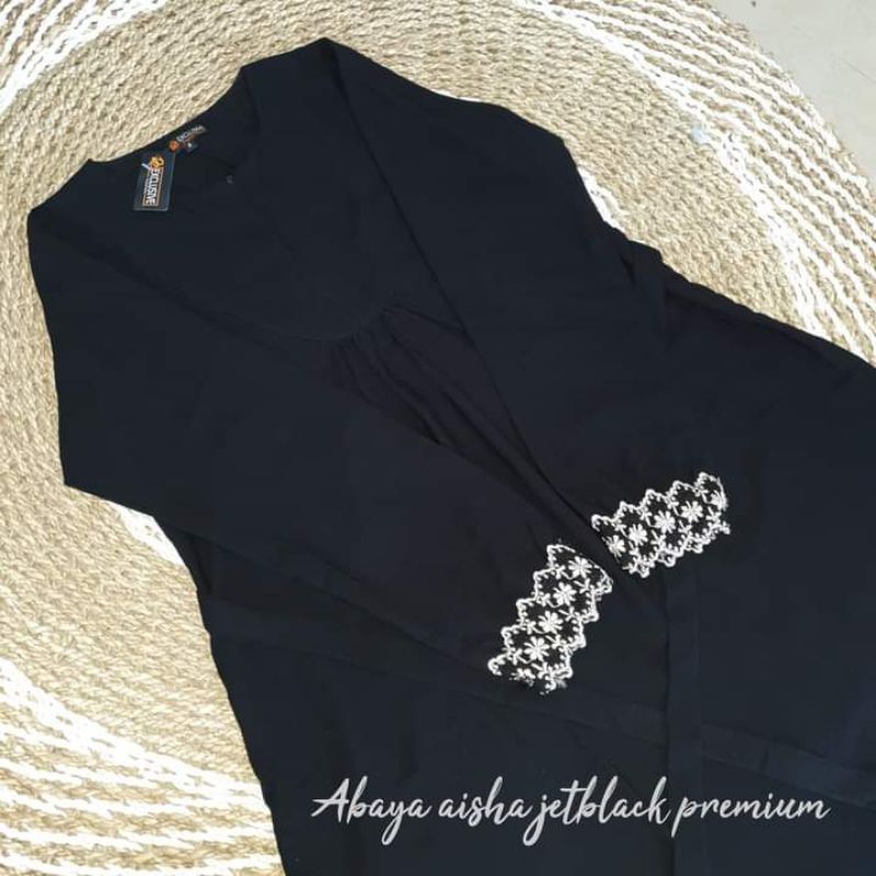 Abaya Jetblack Aisha S-XXL / Gamis Jetblack Hitam Renda / Abaya Gamis Hitam / Abaya Gamis Remaja Ter