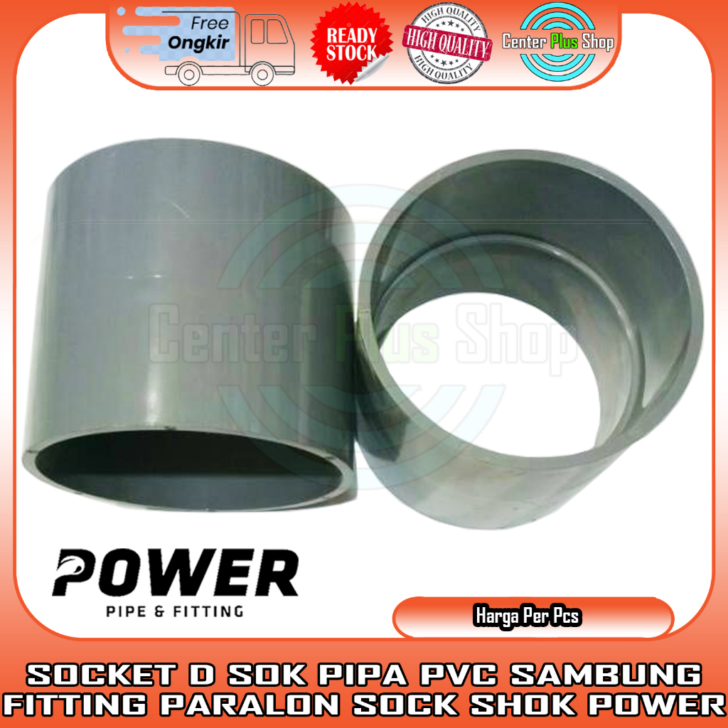 SOCKET D SOK PIPA PVC 1¼” 1½” 2” INCH SAMBUGNAN FITTING LURUS PIPE POWER SOCK PARALON PRALON PERALON