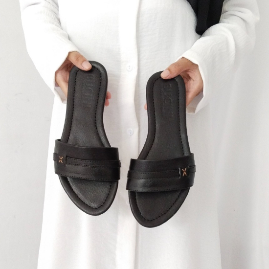 Sandal slop wanita kulit asli premium | BUCINI GV 204 G