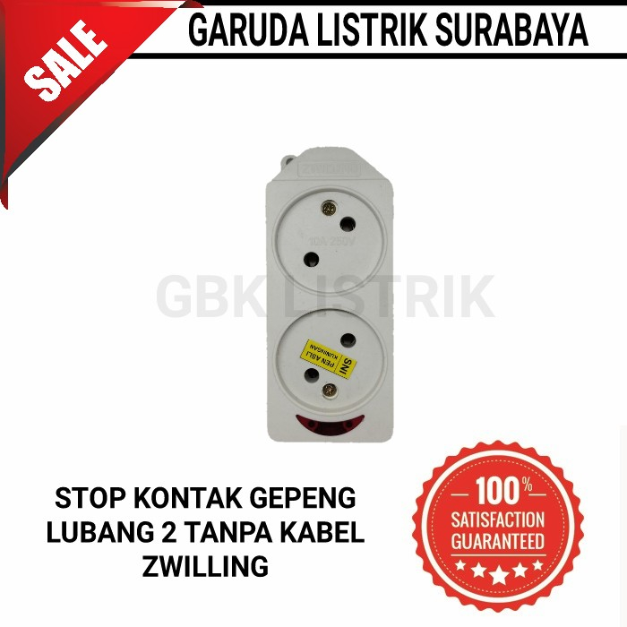 STOP KONTAK GEPENG 2 LUBANG ZWILLING TANPA KABEL