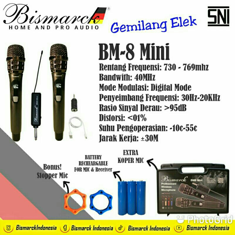 Mic Wireless BISMARCK BM 8 MINI Original