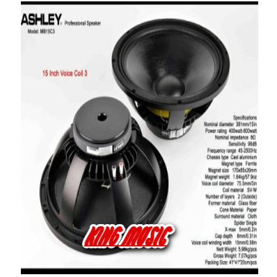 speaker component ashley MB15C3 MB 15C3 15inch woofer mid low
