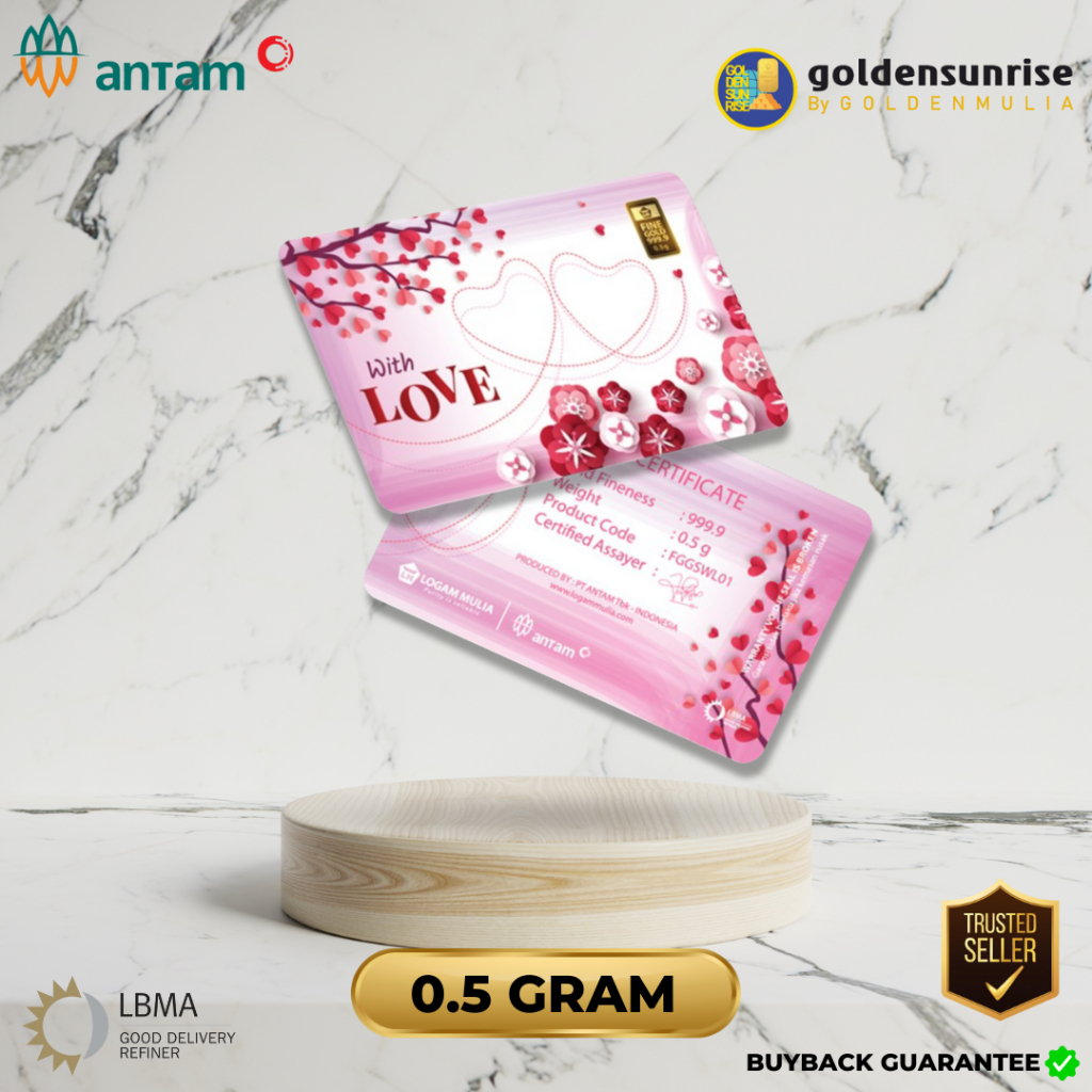 0,5 Gr / Gram Logam Mulia Emas Antam Gift Series With Love Certicard New Press
