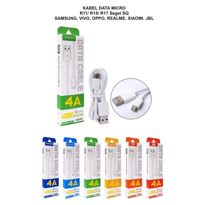 CUAN AKSESORIS - KABEL DATA BRAND VOOC MODEL SQ R11/R15/R17 MICRO USB ALL BRAND