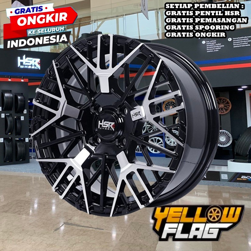 velg mobil ring 15 HSR benawa single PCD 4x100 Black Polish Elegant
