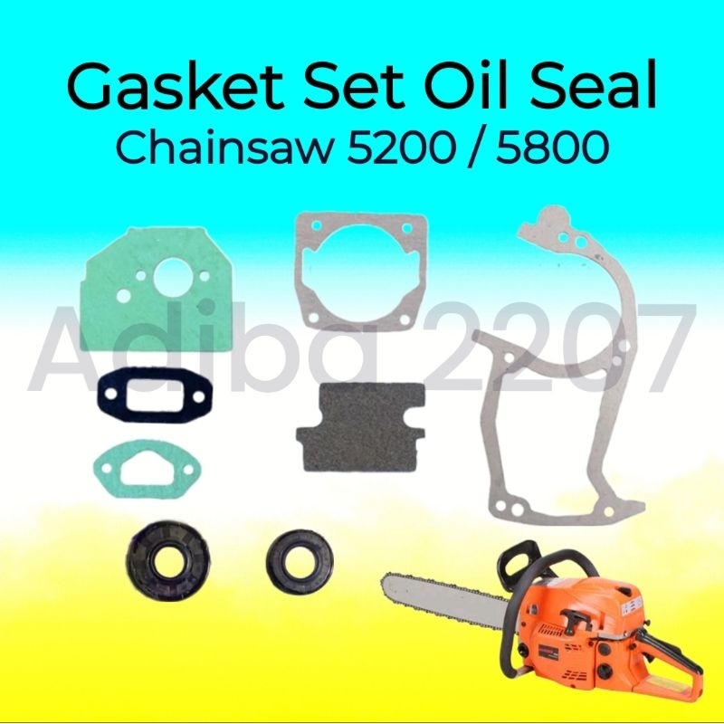 Packing gasket komplit oil seal sil cranshaft chainsaw mini 5200 5800 / paking set mesin senso bar 20 inch 22 inch