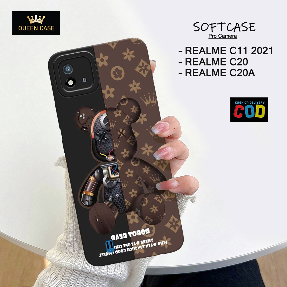Queen Case.id - Casing Hp Realme C11 2021 / C20 / C20A - Motif Robot Bear - Case Hp Realme C11 2021 