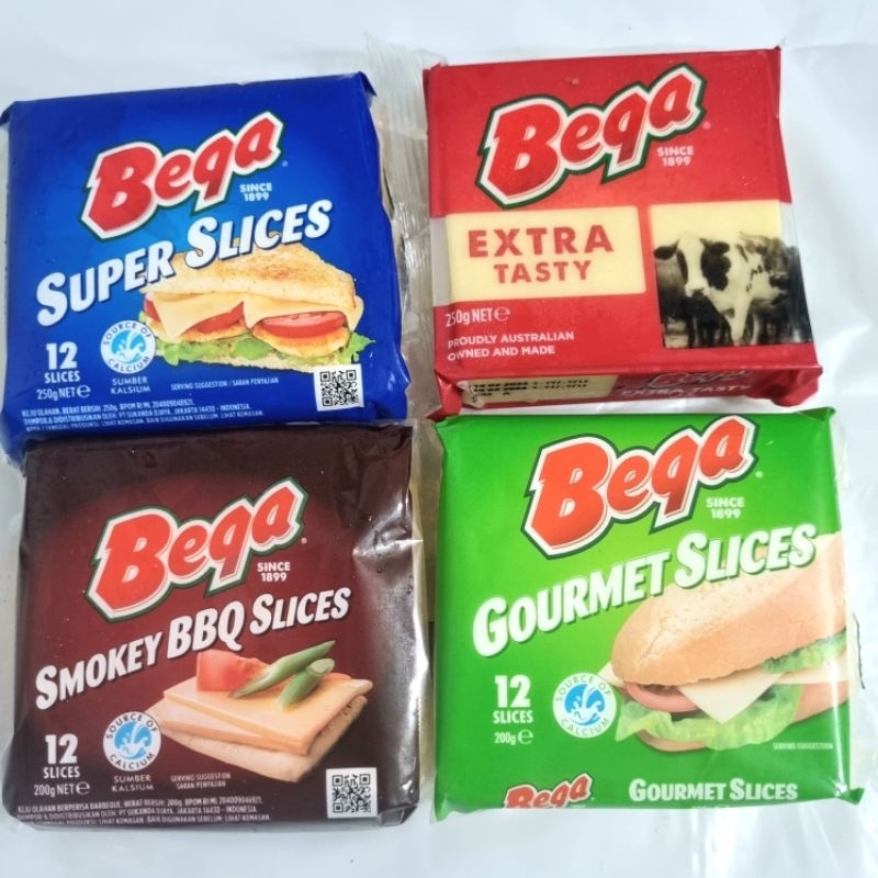 

bega cheese slice gourmet / bega super slices / bega extra tasty / bega smokey / bega mild cheddar cheese