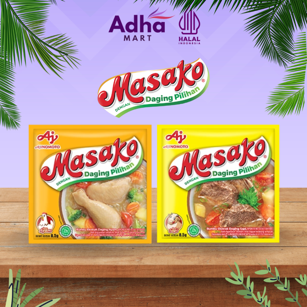 

ADHA MART MASAKO BUMBU KALDU PENYEDAP RASA SAPI & AYAM 8,5gr 12pcs