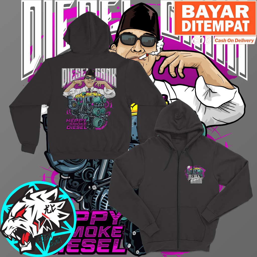 Jaket Zipper Racing Diesel Gank Soekarno Happy Smoke Diesel Big Size Jumbo Disel Gank