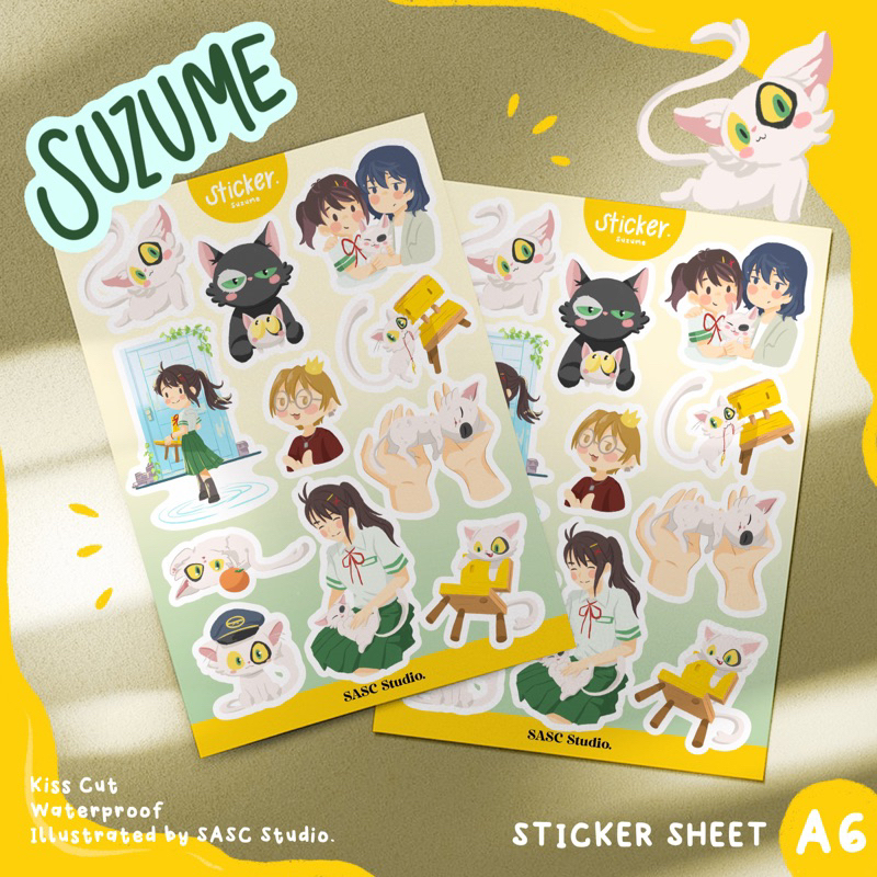 

Suzume no Tojimari sticker sheet | stiker anime lucu aesthetic , dekorasi , waterproof , attack on titan, spyxfamily, demon slayer