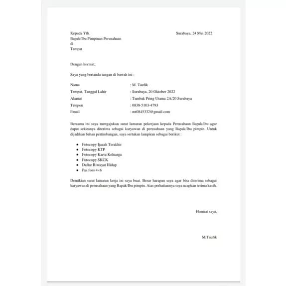 

Paket Surat Lamaran Kerja Lengkap + Termurah Profesional