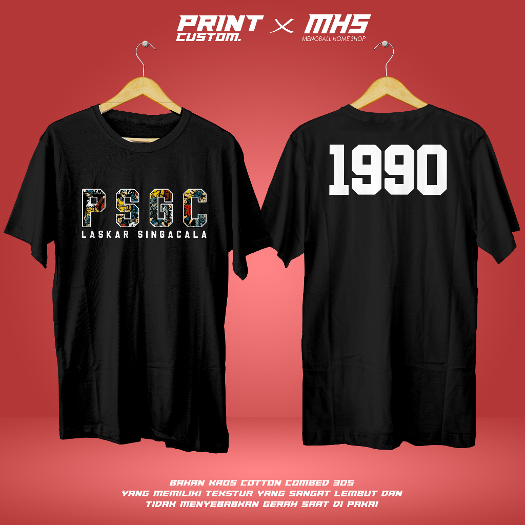KAOS BAJU PSGC CIAMIS LASKAR SINGACALA 1990 LENGAN PENDEK COTTON COMBED 30S