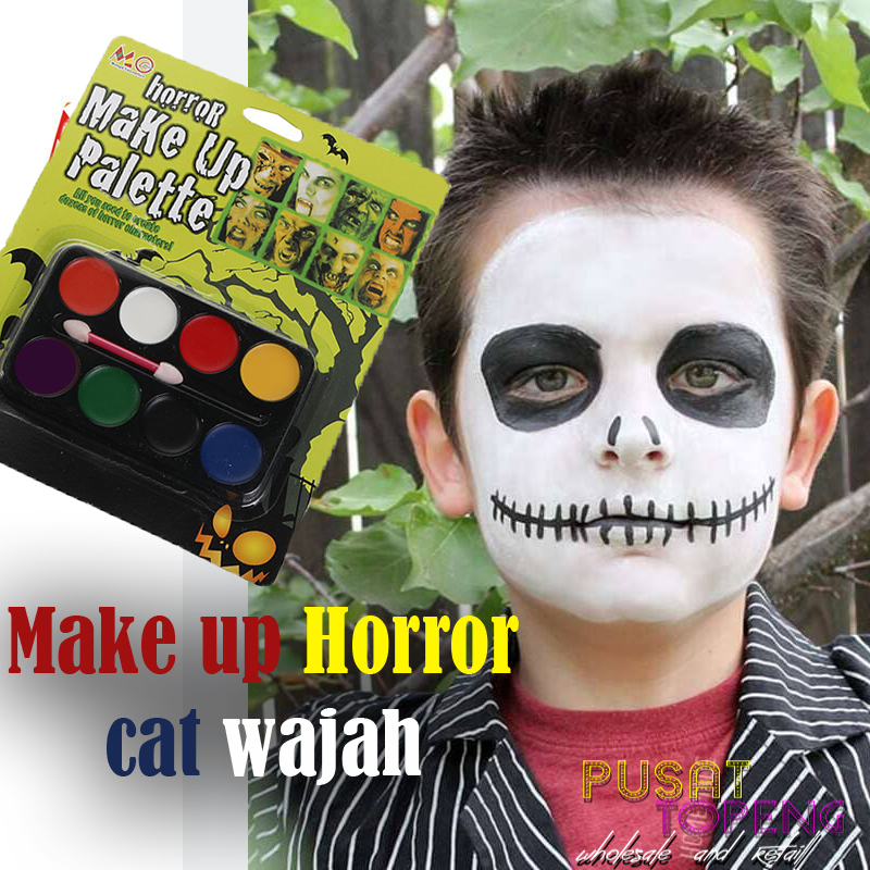 cat wajah face body painting warna putih hitam merah putih biru kuning ungu hijau