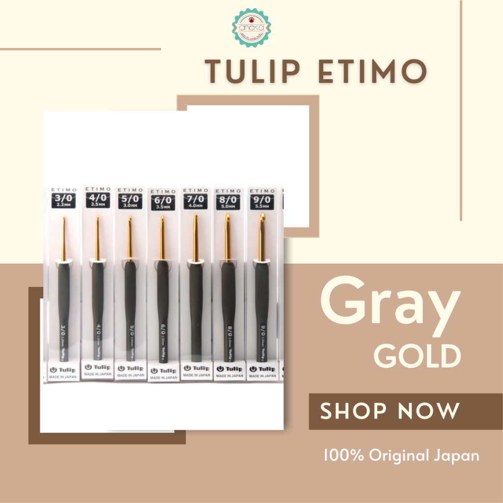 TULIP - Hakpen (Alat/Jarum Rajut) Tulip ETIMO Abu-Gold / ETIMO Gray Crochet Hooks - PCS