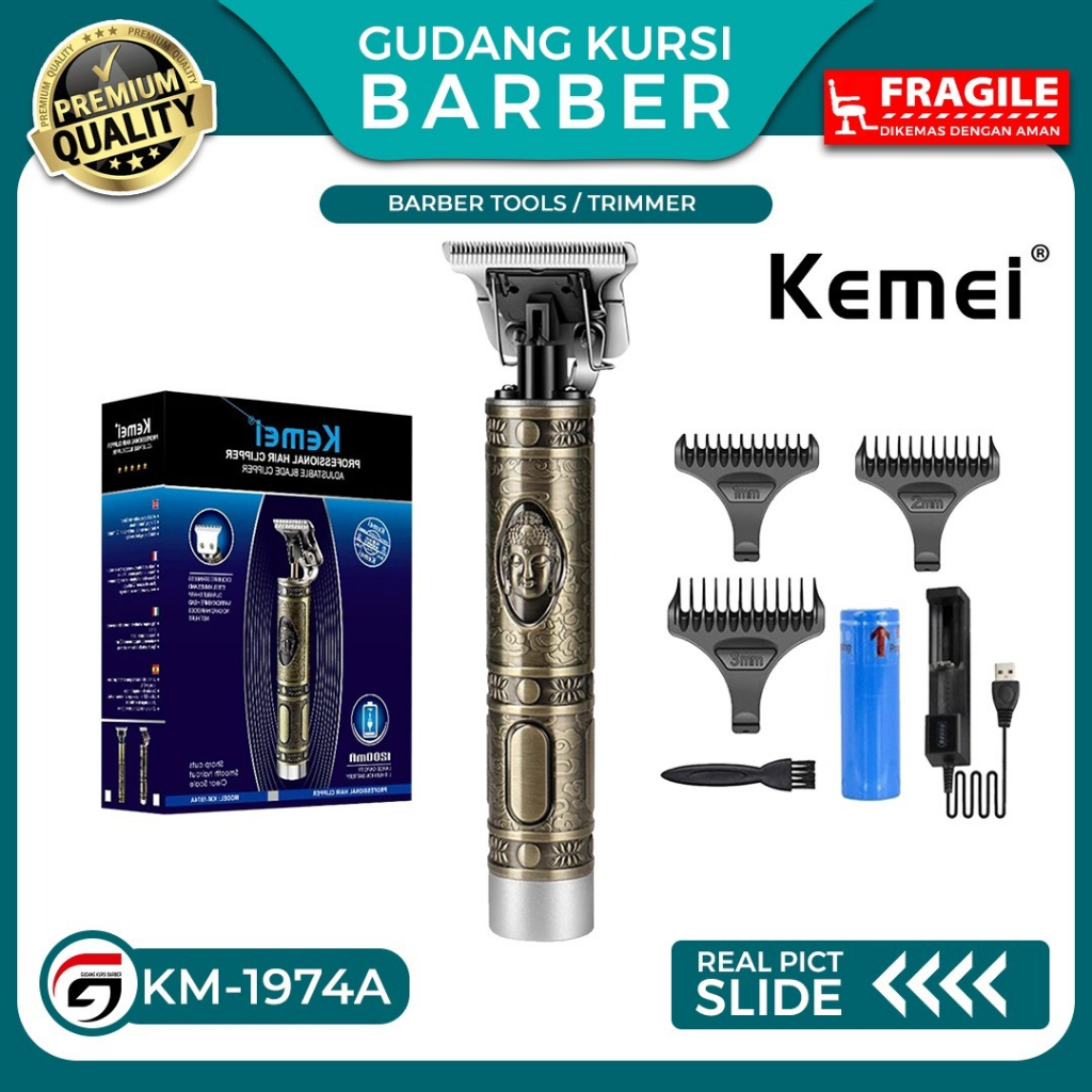 Kemei KM 1974 A Hair Trimmer Skeleton Buddha Alat Cukur Rambut Barbershop