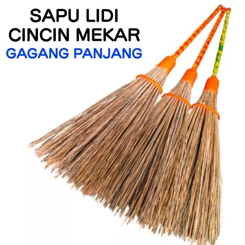 sapu taman lidi tebal murah/gagang anti patah/sapu lidi