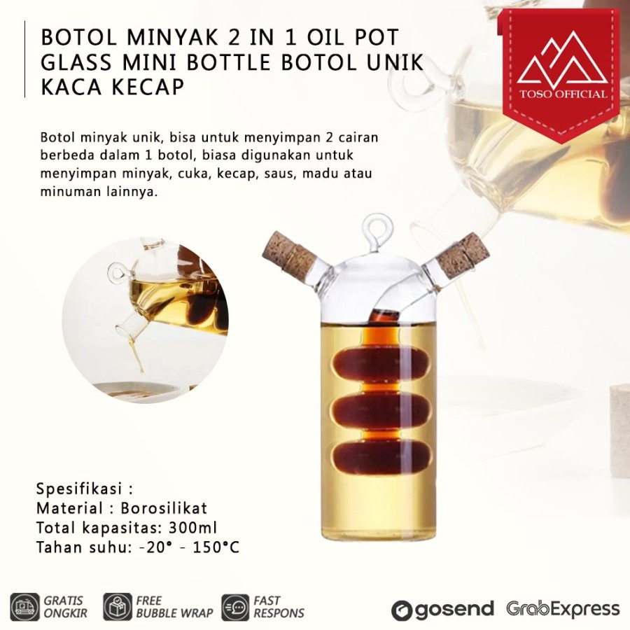 BOTOL MINYAK 2 IN 1 OIL POT GLASS MINI BOTTLE BOTOL UNIK KACA KECAP