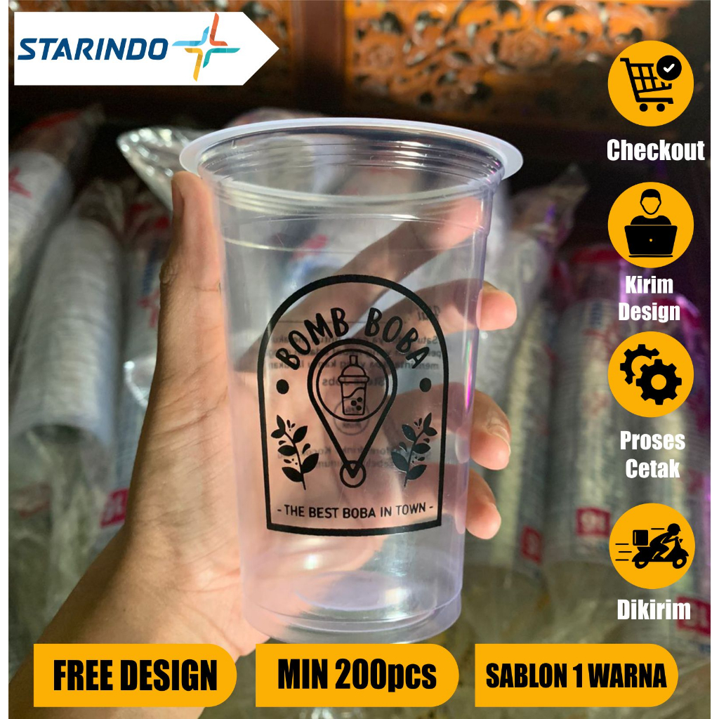 Gelas plastik datar 16oz 5gr polos