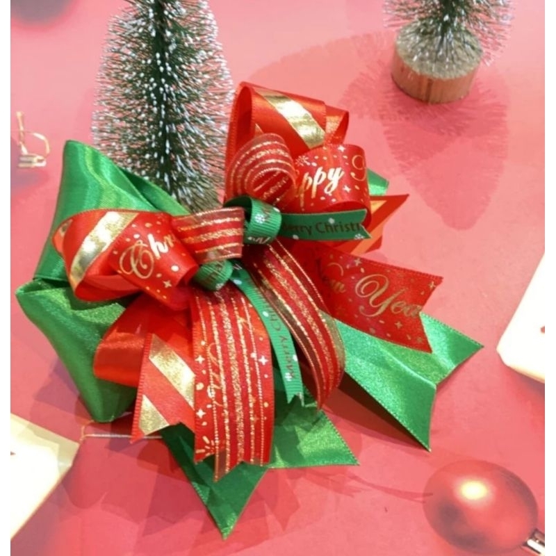 

pita natal hampers kado siap pakai premium murah unik ribbon gift lux