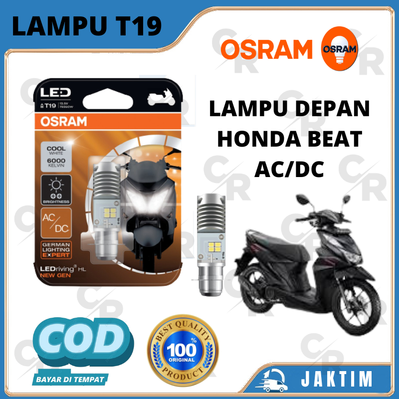 LAMPU BOHLAM DEPAN MOTOR BEAT LED OSRAM T19 AC/DC H6 ORIGINAL