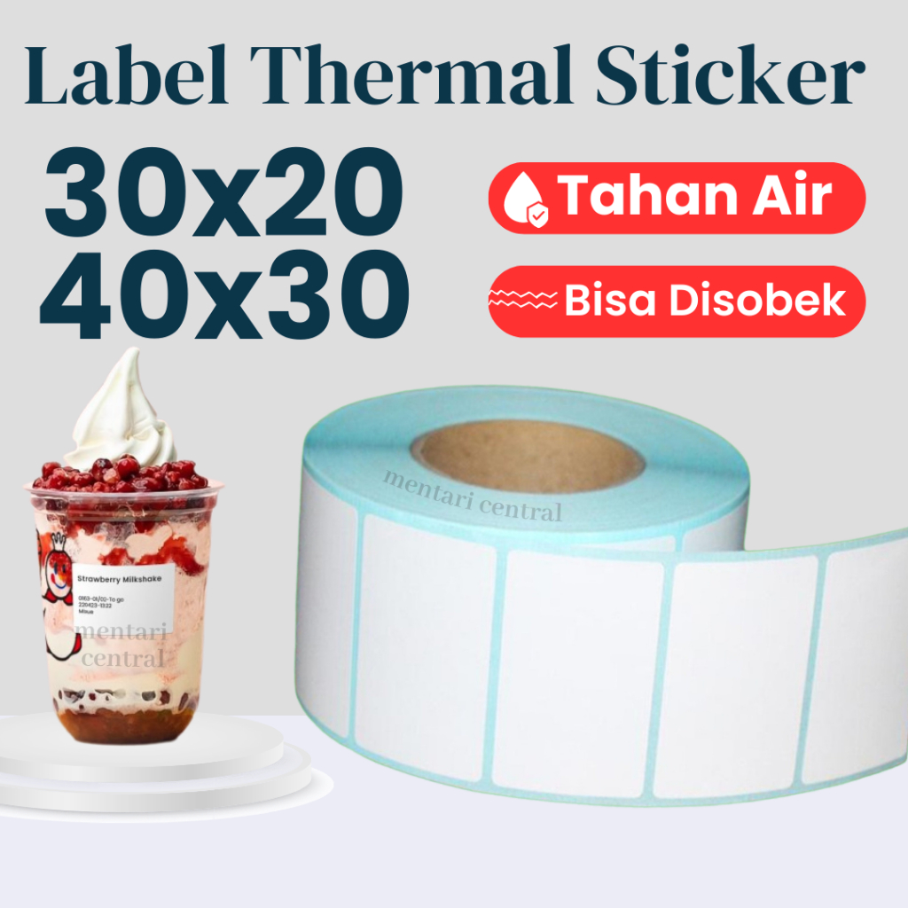 

Label Thermal 40x30mm & 30X20mm mm (1 LINE) Kertas Sticker Receipt Printer Barcode Xpinter isi 800 pcs