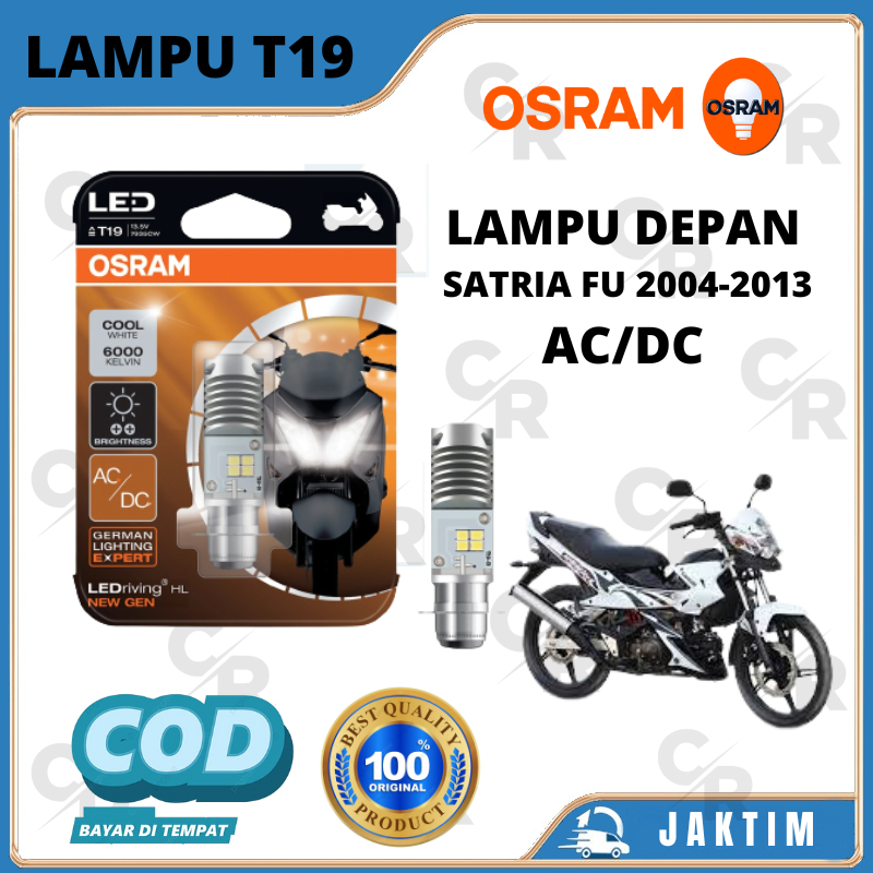 LAMPU BOHLAM DEPAN MOTOR SATRIA FU 2004-2013 LED OSRAM T19 AC/DC H6 ORIGINAL