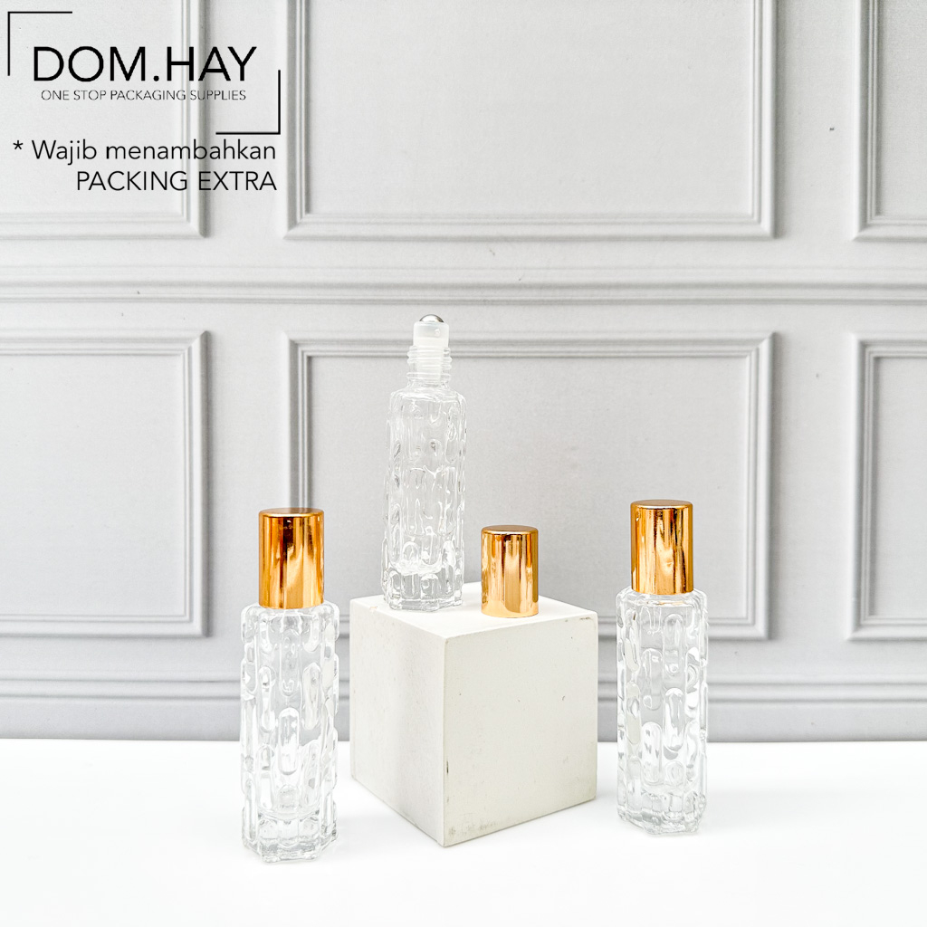 10ml HEXA Botol Roll On Kaca Unik Metal Roller Bottle Essential Oil Aromatherapy Parfum Roll Kemasan