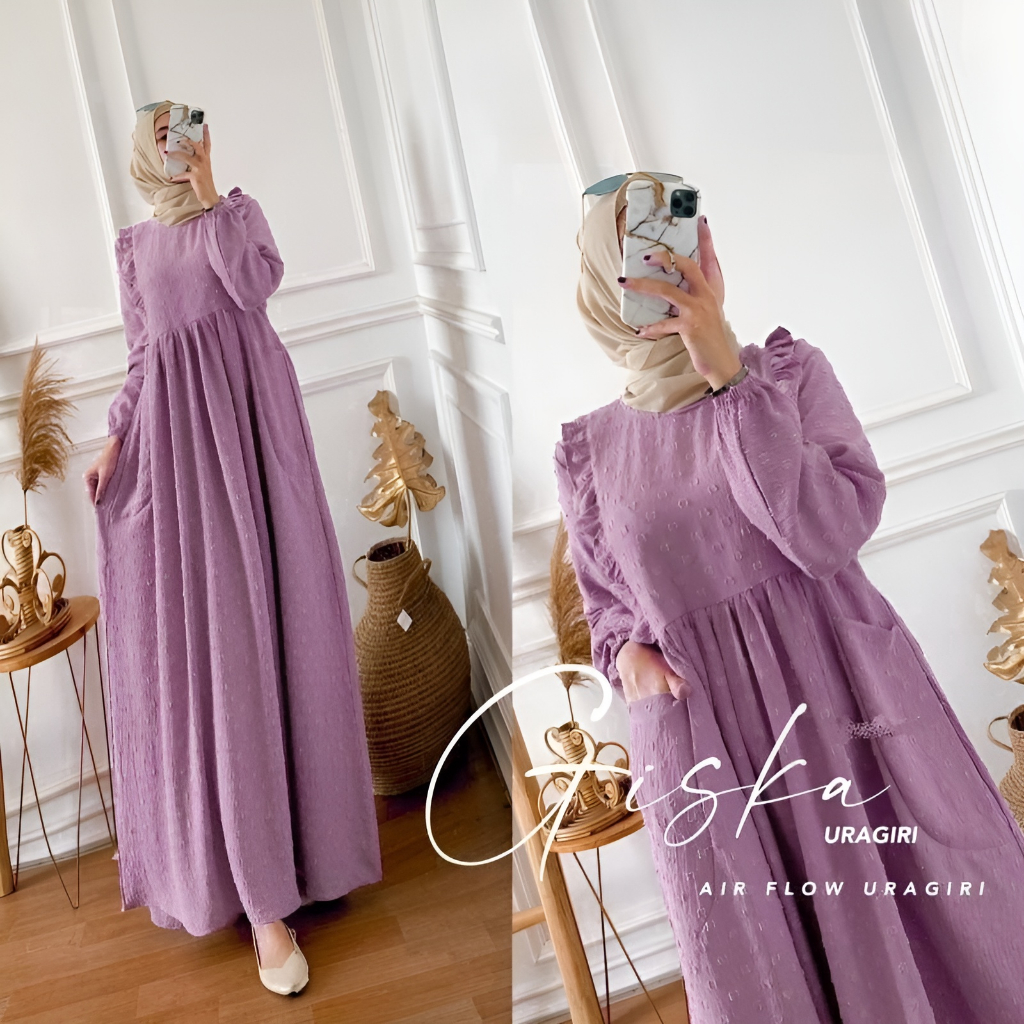 Gamis Gisca Dress Crinkle AirFlow Uragiri Best Seller