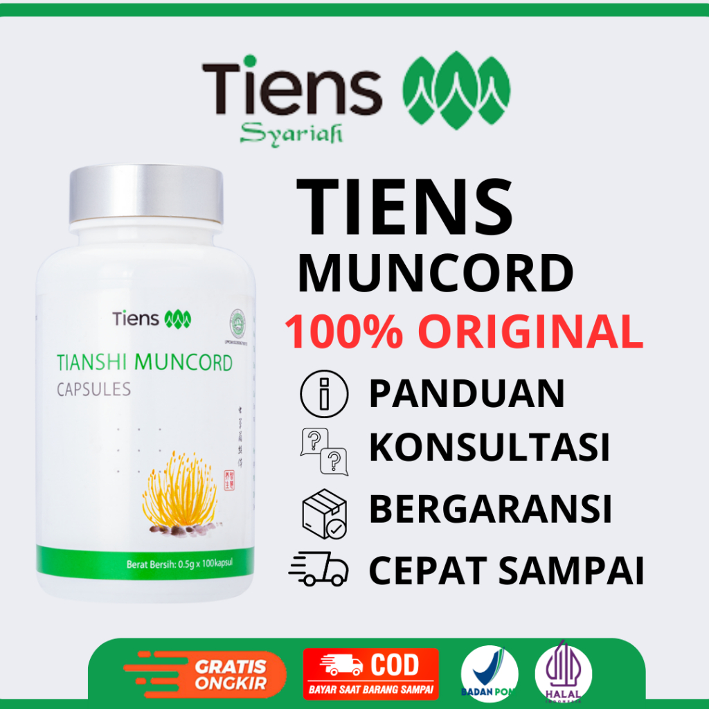 Tianshi Muncord Tiens Capsules 100% Original 1 Botol Isi 100 & 30 Kapsul Tiansi Tiensi Tienshi Thian