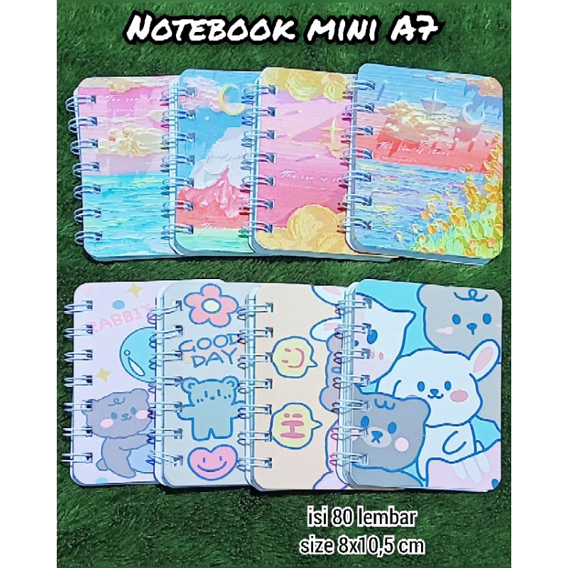 

Buku Notebook mini Ring A7 motif