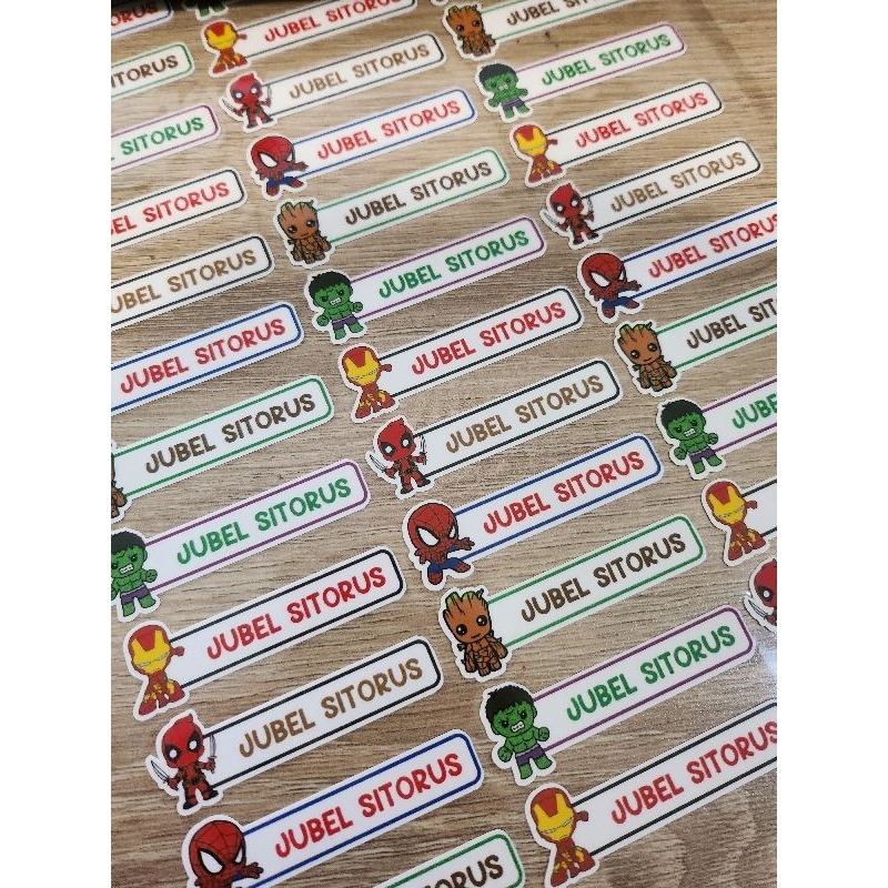 

sticker label nama waterproof superhero 36 pcs high quality