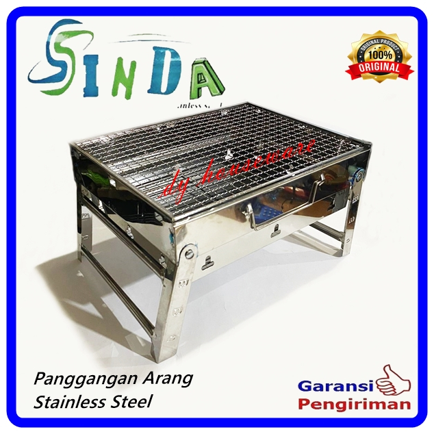 Alat Panggang Arang Stainles Pemanggang Sate BBQ Kaki Lipat Kuat Kokoh