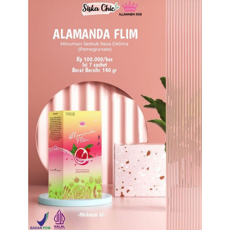 

Allamanda Flim Minuman Serbuk Rasa Delima/Pomegrante Minuman Diet Minuman Pelangsing Minuman sehat Allamanda Skin Siska Chic