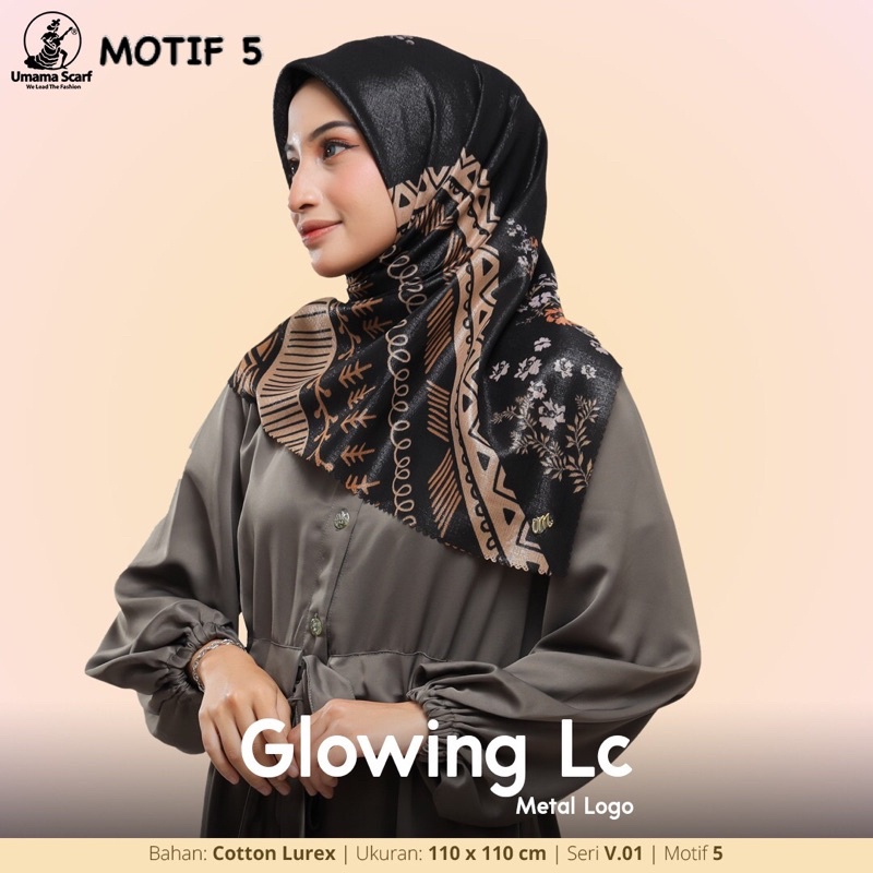 COD HIJAB SEGIEMPAT MOTIF GLOWING LC METAL LOGO UMAMA KERUDUNG WANITA JILBAB MURAH TERLARIS PREMIUM