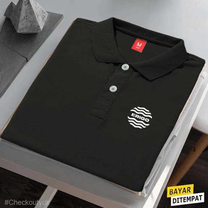 CB FASHION - Kaos Kerah Pria / Kaos Kerah Pria Wanita Erigo Text Putih / Kaos Polo Shirt Pria