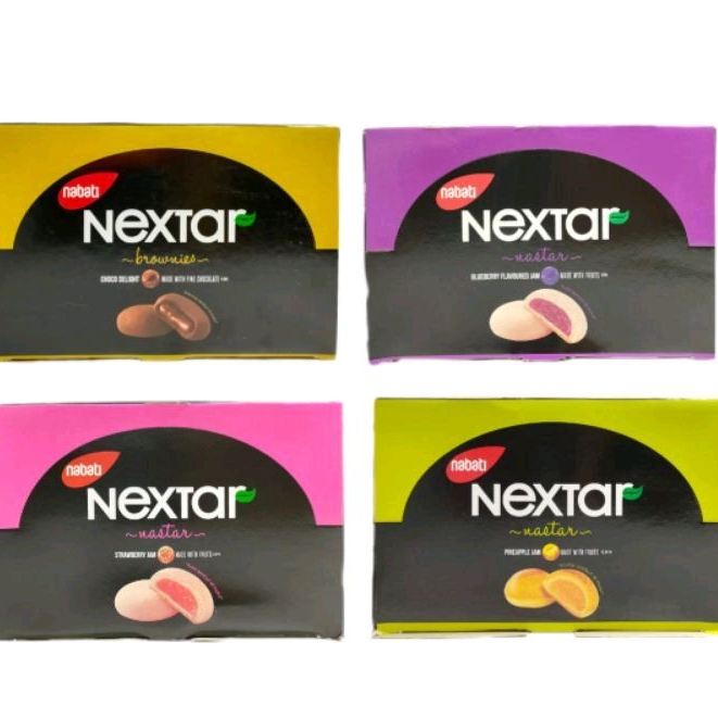 

Nabati Nextar All Varian Box isi 10 pcs Nextar Bluberry Strawberry Pineapple Choco Delight Murah